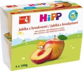 HiPP BIO Mere cu piersici 4 x 100 g
