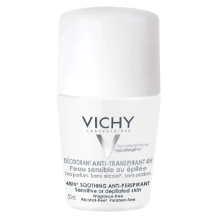 Deodorant antiperspirant Vichy 48h piele sensibilă sau epilată Roll-on 50 ml