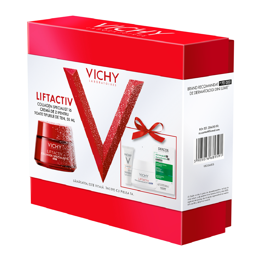 Trusa Xmas Crema de zi Liftactiv Collagen Specialist 16, 50 ml, Vichy