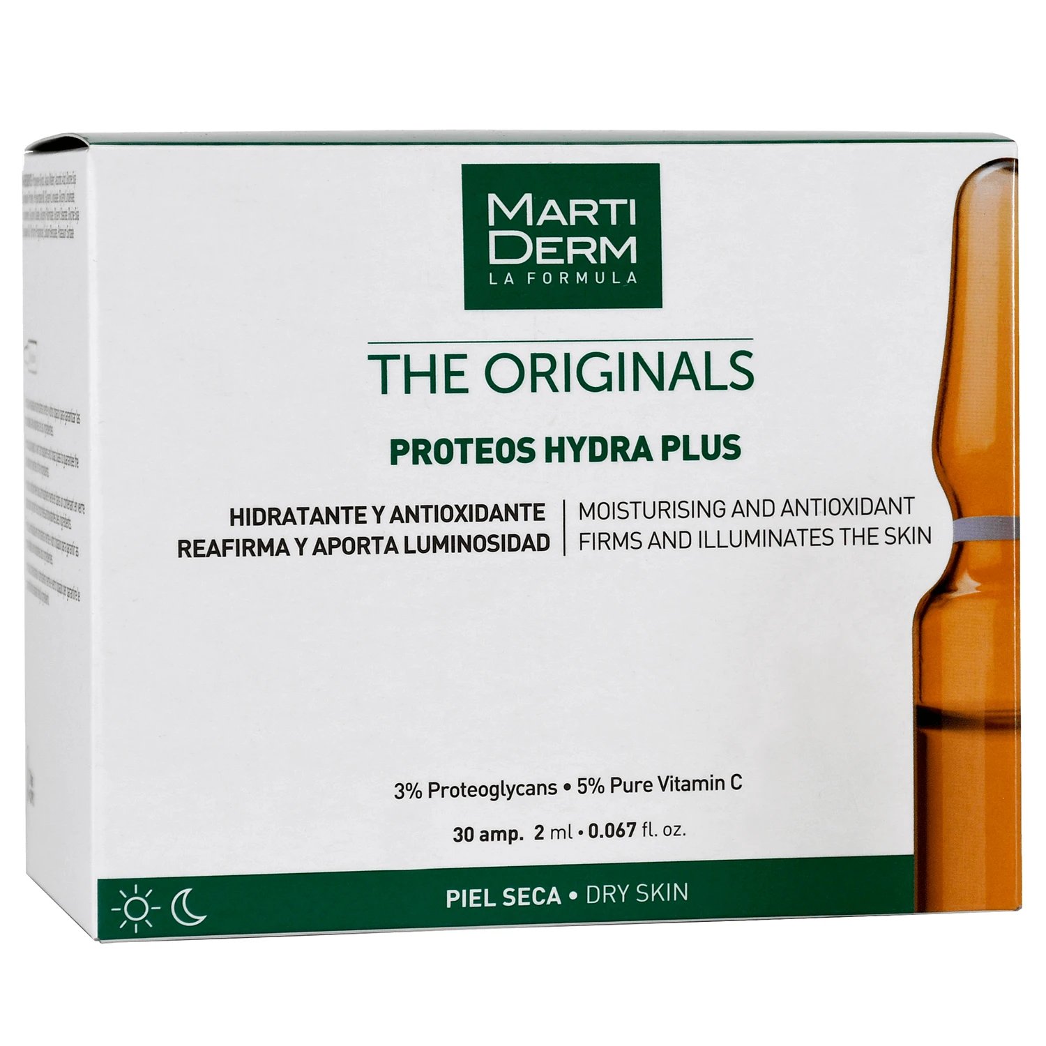 MartiDerm The Originals Proteos Hydra Plus, ser hidratant cu antioxidanți, piele uscată, 2 ml x 30 fiole