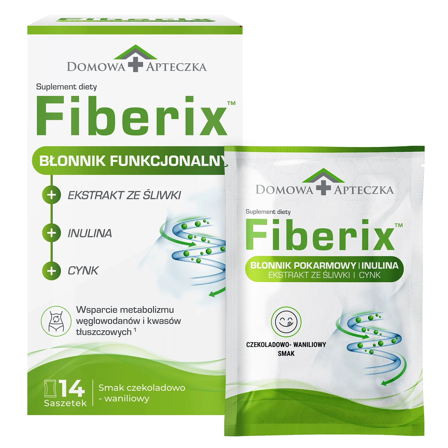 Fiberix, aromă ciocolată-vanilie, 14 pliculețe
