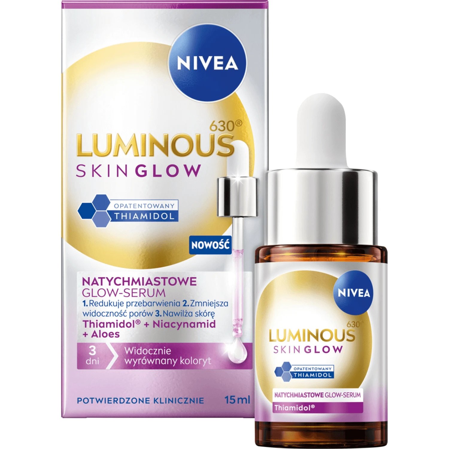 Nivea Luminous 630 Skin Glow, ser de strălucire instantanee, 15 ml