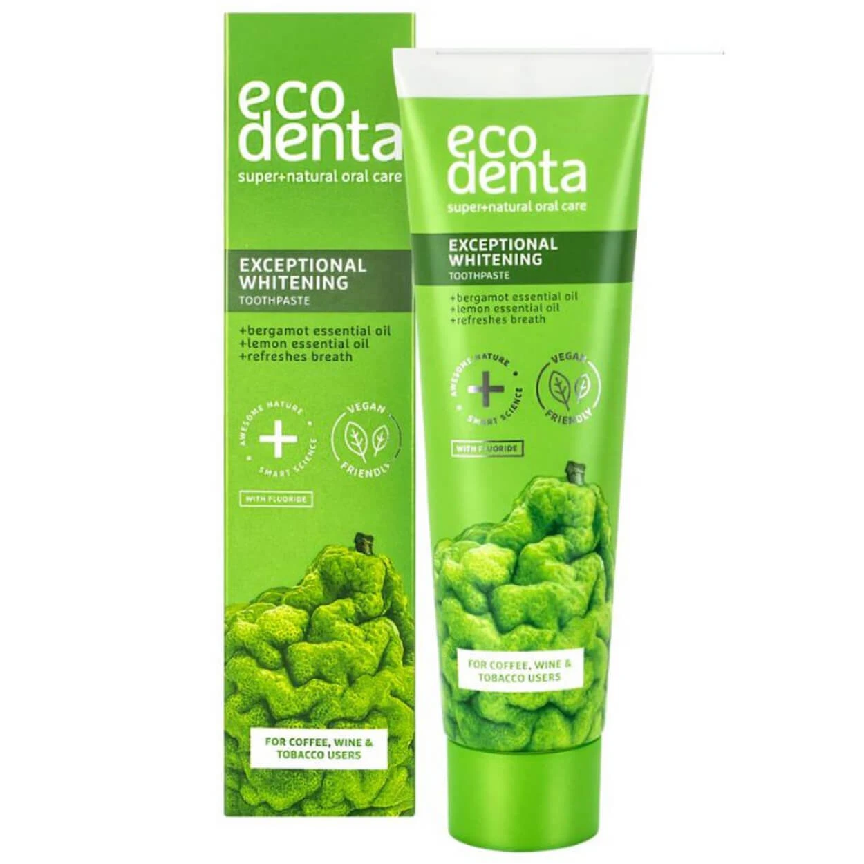 Ecodenta, pastă de dinți albitoare cu uleiuri esențiale de bergamotă, lămâie și calendula, 100 ml