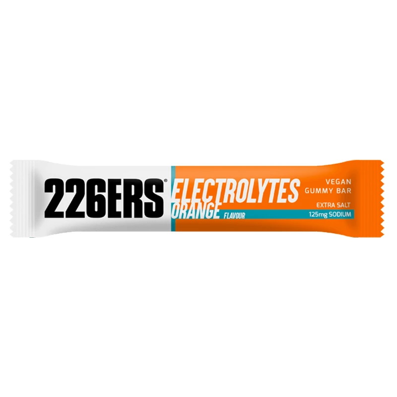 226Ers Vegan Gummy Bar Electrolyte, baton energetic cu gel și electroliți, portocaliu, 30 g