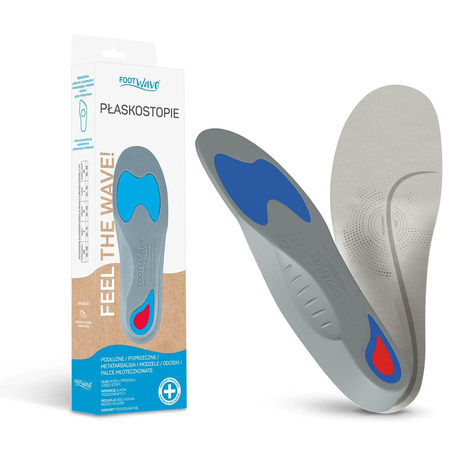 FootWave Picioare plate, tălpi ortotice, XLarge, 46-48, 1 pereche