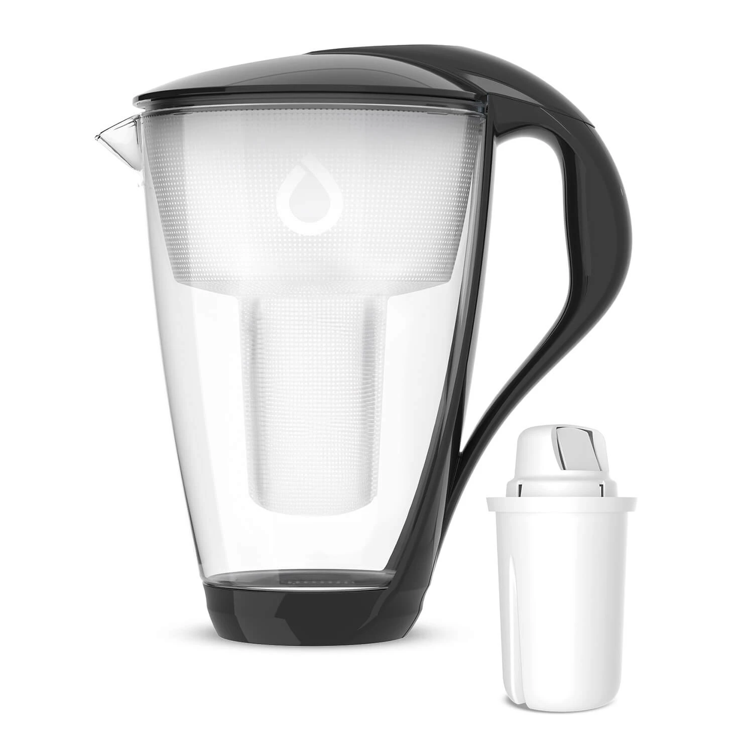Dafi Crystal Led, ulcior cu filtru din sticlă, negru, 2 l + filtru clasic, 1 buc