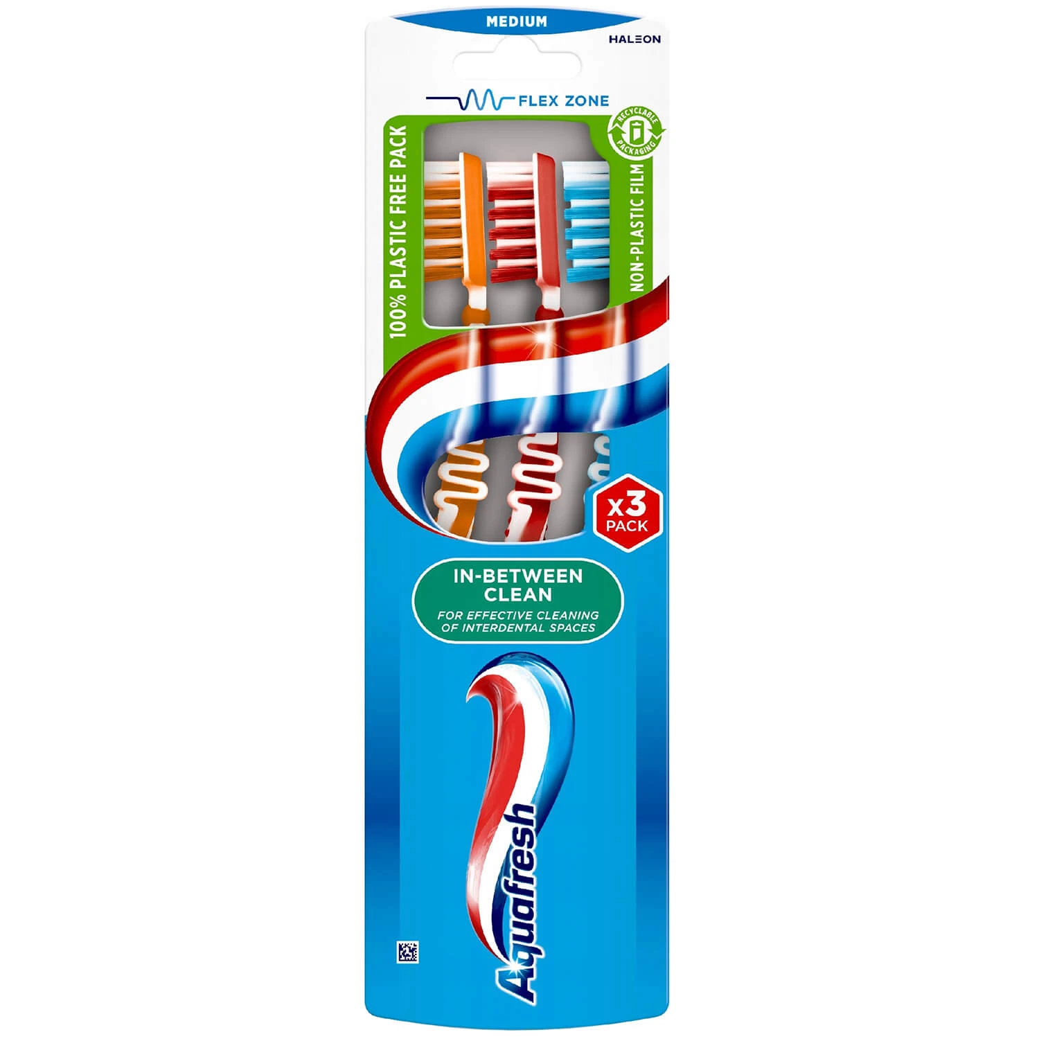 Aquafresh In-between Clean set, periuță de dinți, mediu, 3 bucăți