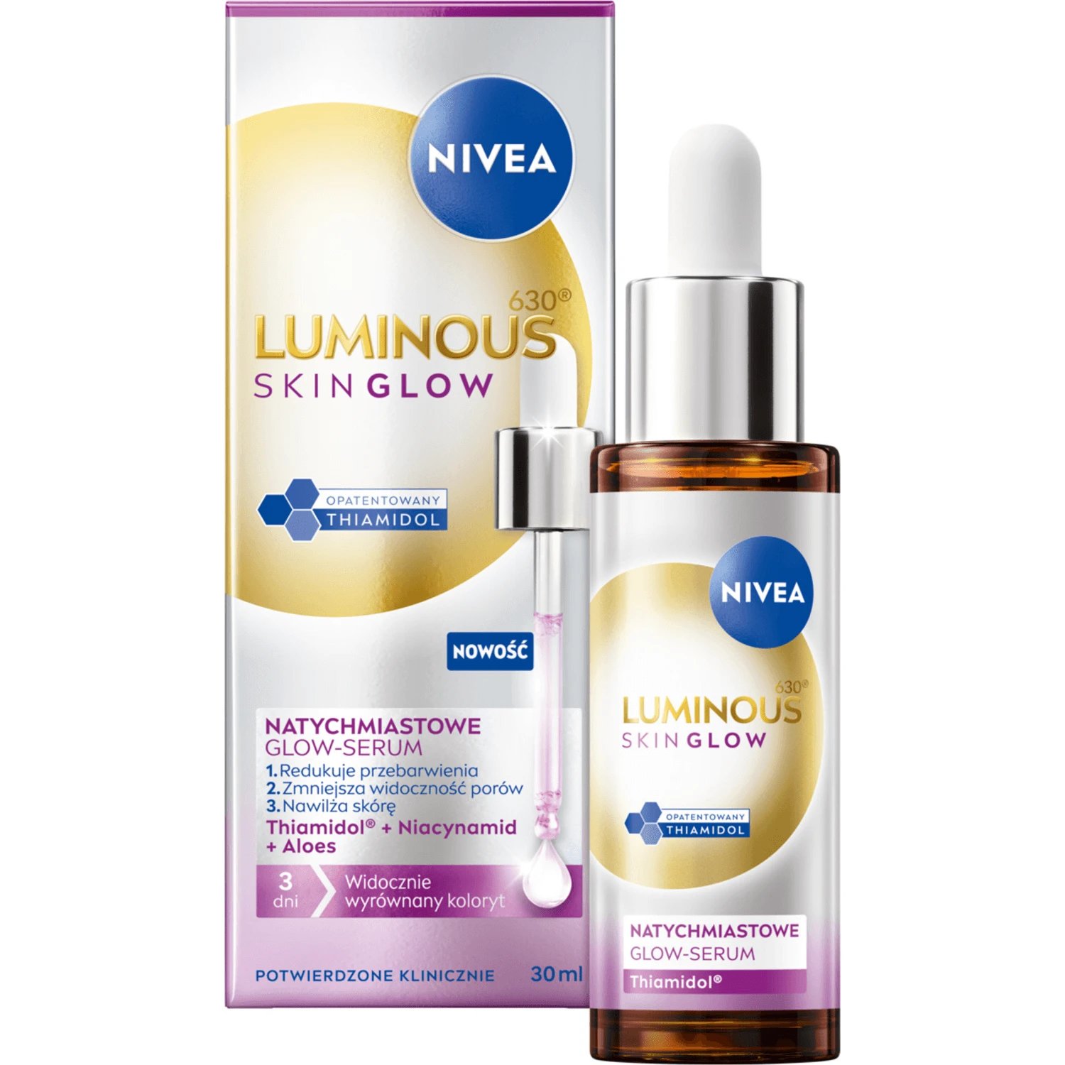 Nivea Luminous 630 Skin Glow, ser de strălucire instantanee, 30 ml