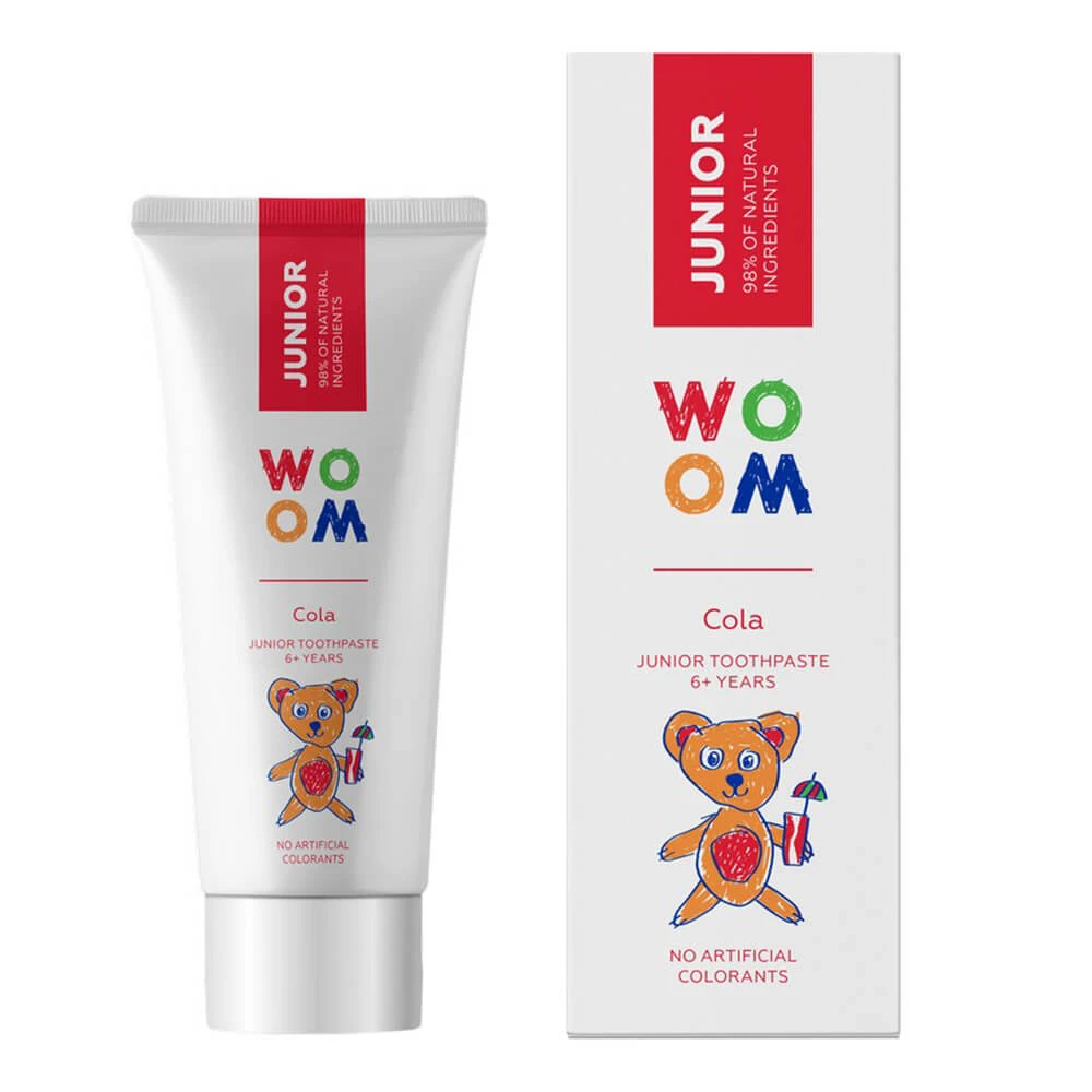 Woom Junior, pastă de dinți pentru copii, de la 6 ani, aromă de cola, 50 ml