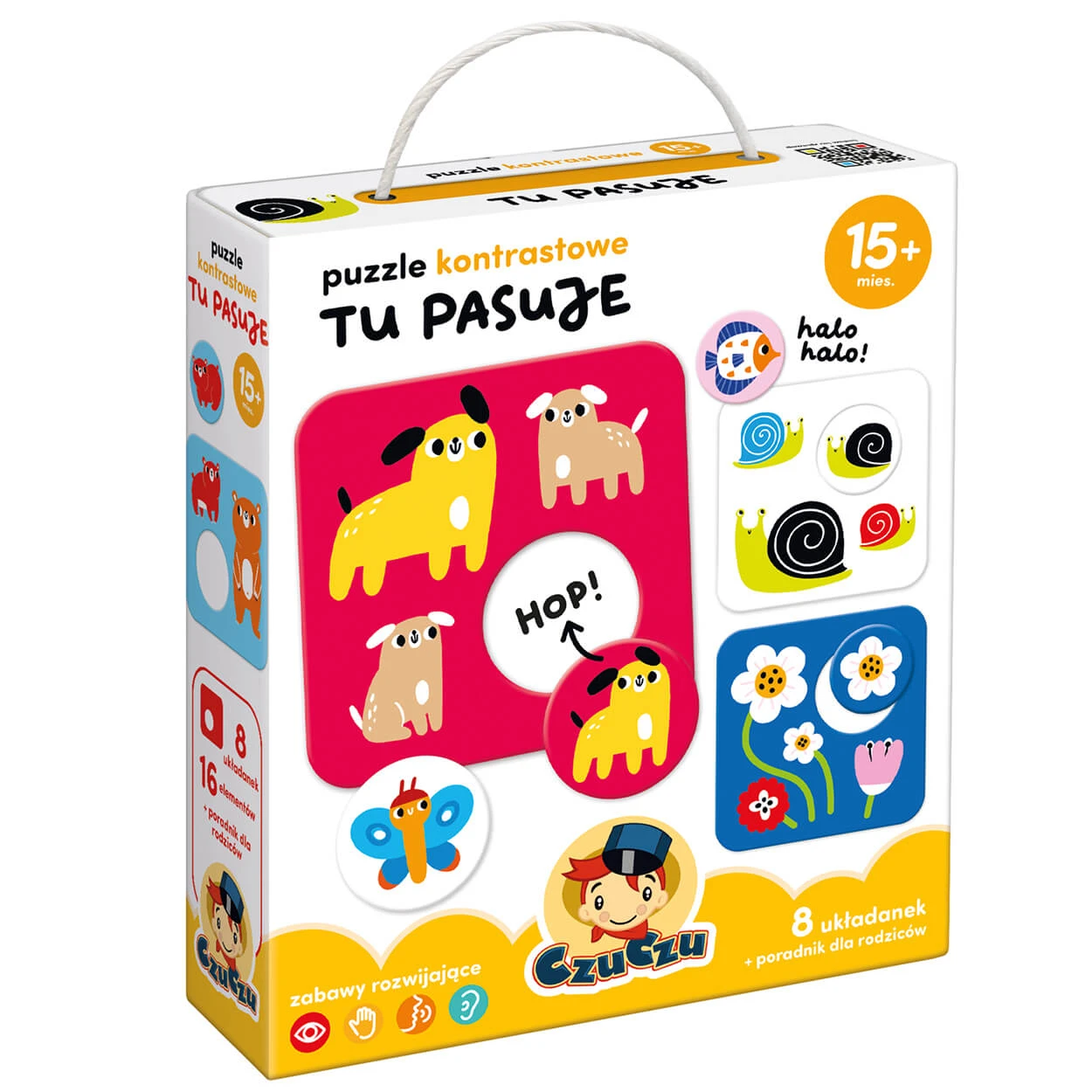 CzuCzu Here it fits, puzzle de contrast pentru copii, de la 15 luni, 16 piese
