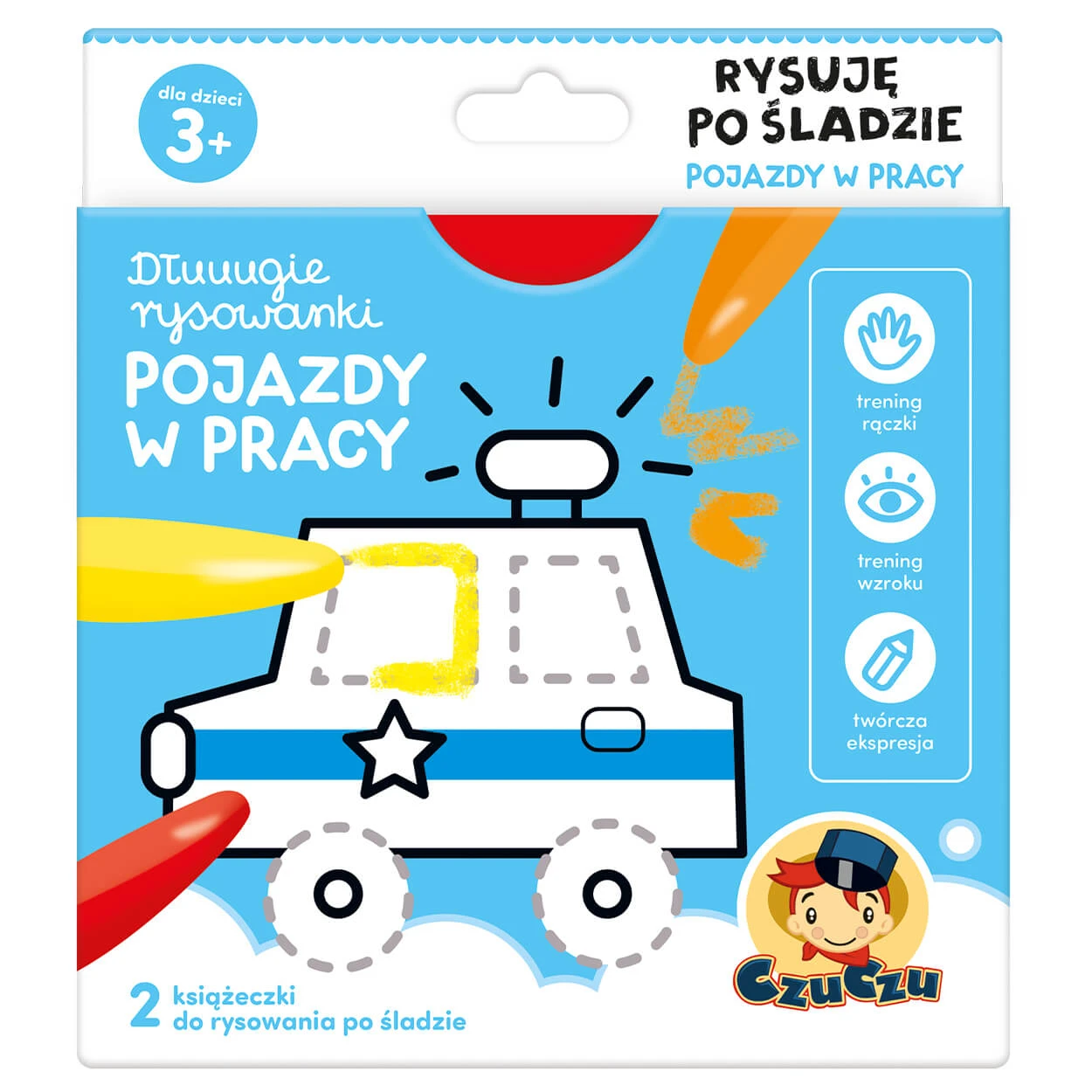 CzuCzu Cărți cu desene lungi Desenez în benzi Vehicule la serviciu, 2 cărți pentru copii, de la 3 ani