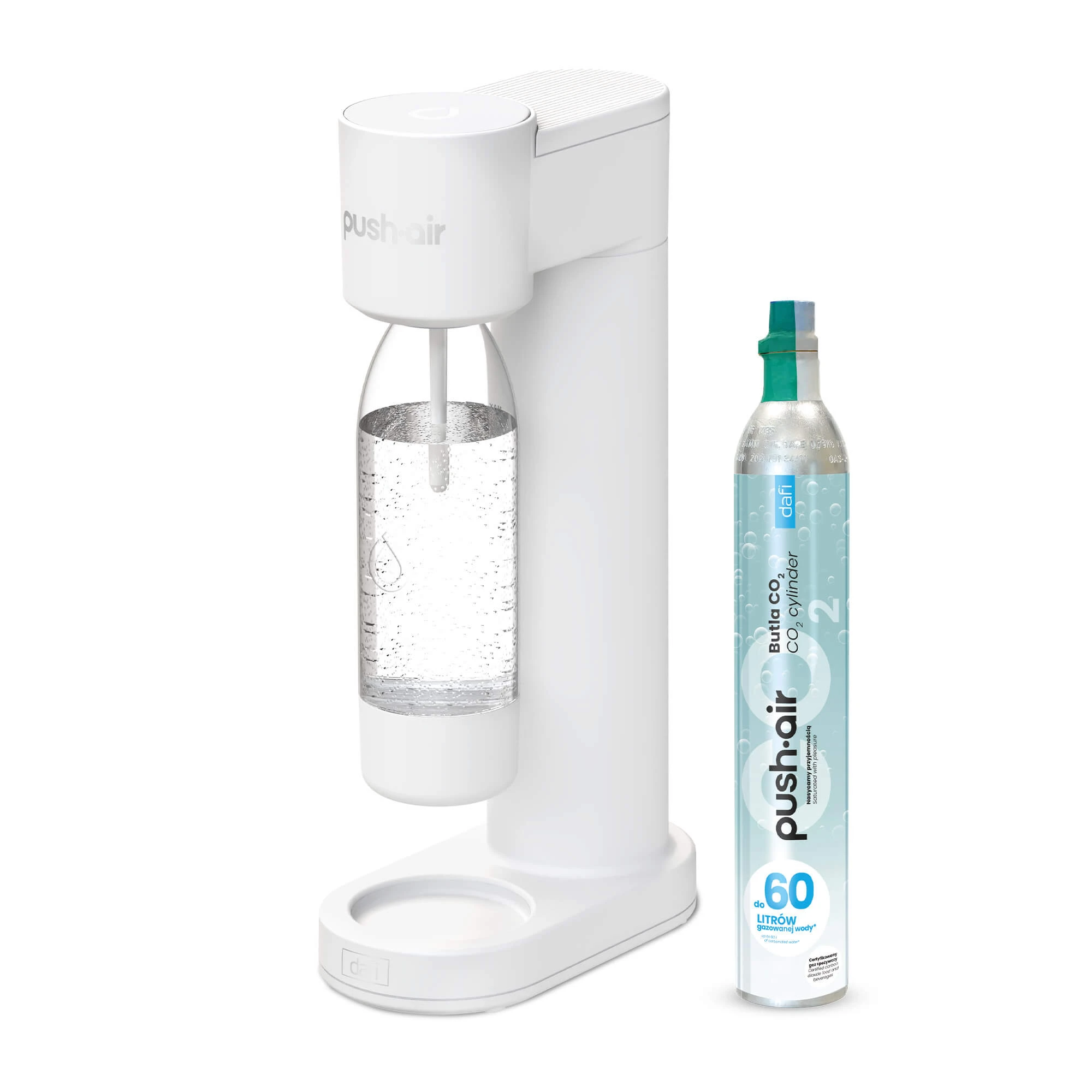 Dafi PushAir, aerator de apă, alb + sticlă, 0,7 l, 1 buc