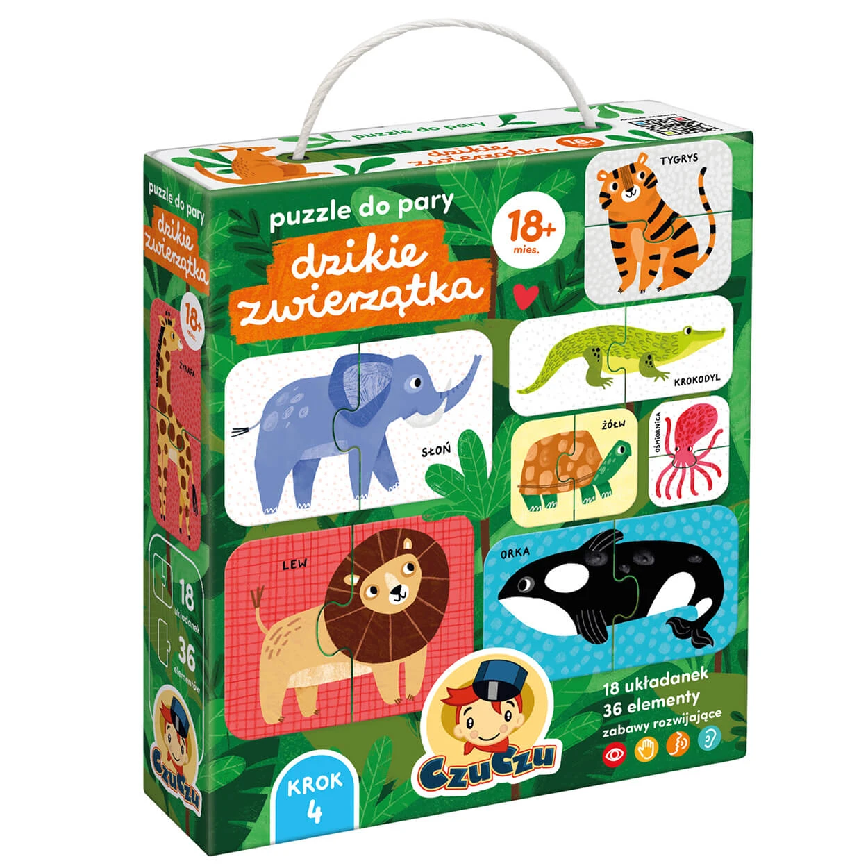 CzuCzu Puzzle cu perechi Animale sălbatice, puzzle pentru copii, de la 18 luni, 36 piese