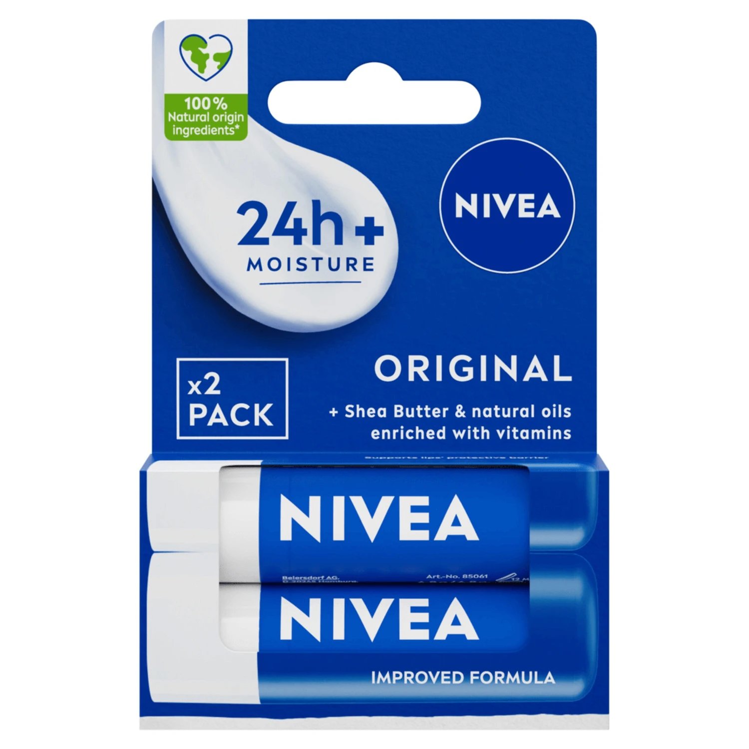 Nivea Original, ruj hrănitor, duopack, 2 x 4.8 g