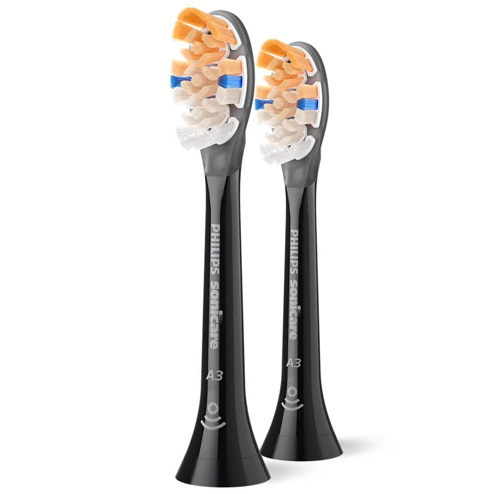 Philips, vârfuri de schimb pentru periuța de dinți sonică Sonicare A3 Premium All-in-One, negru, 2 bucăți