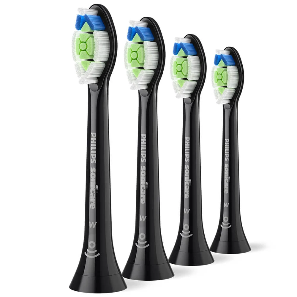 Philips, vârfuri de schimb pentru periuța de dinți sonică Sonicare W2 Optimal White, negru, 4 bucăți