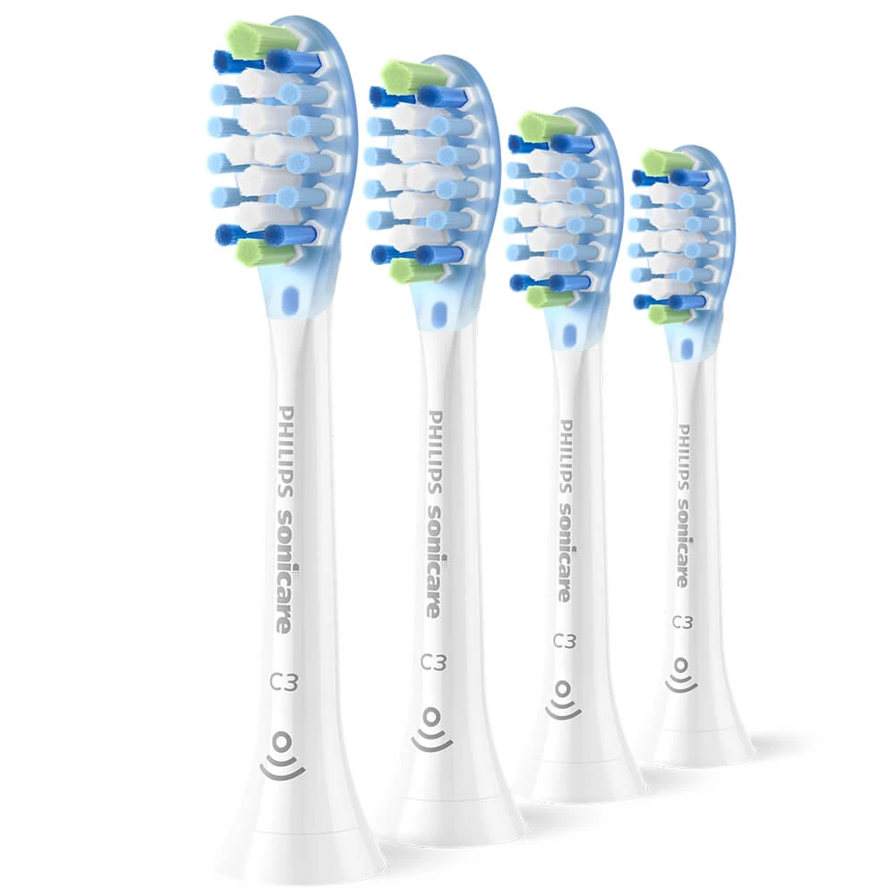 Philips, vârfuri de schimb pentru periuța de dinți sonică Sonicare C3 Premium Plaque Defence, alb, 4 bucăți