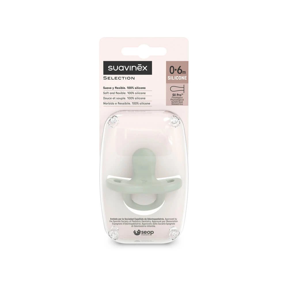 Suzeta fiziologica din silicon SX Pro Colour Essence, 0-6 luni, Verde, Suavinex