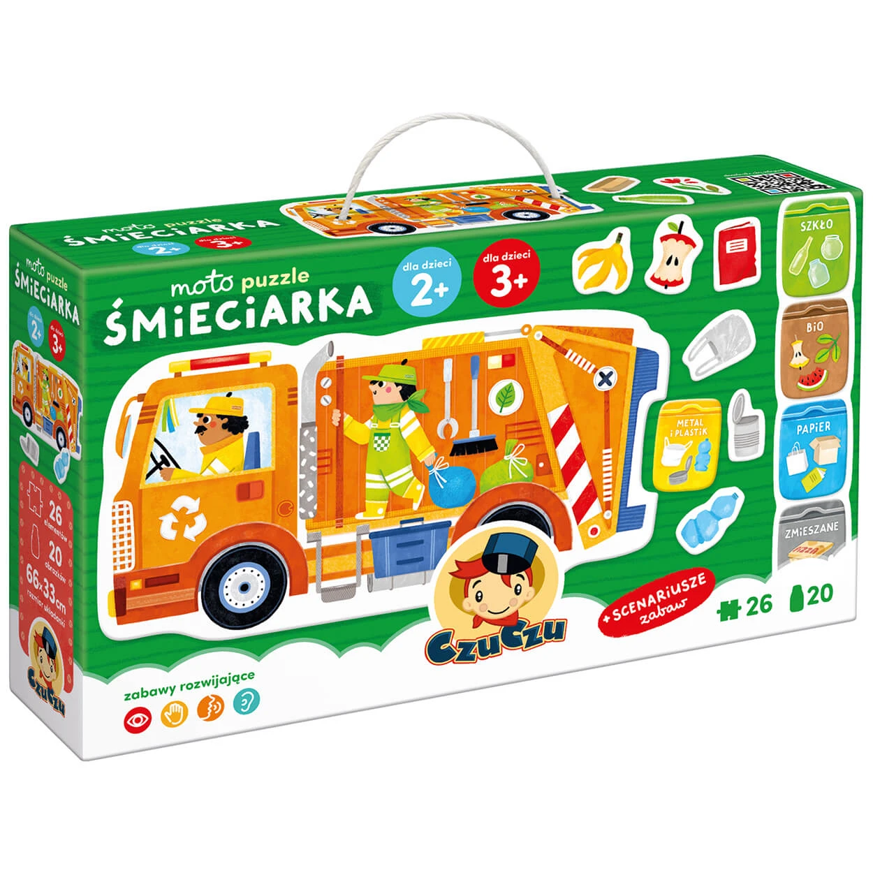 CzuCzu Moto Puzzle Camion de gunoi, puzzle pentru copii, 2-3 ani, 26 elemente