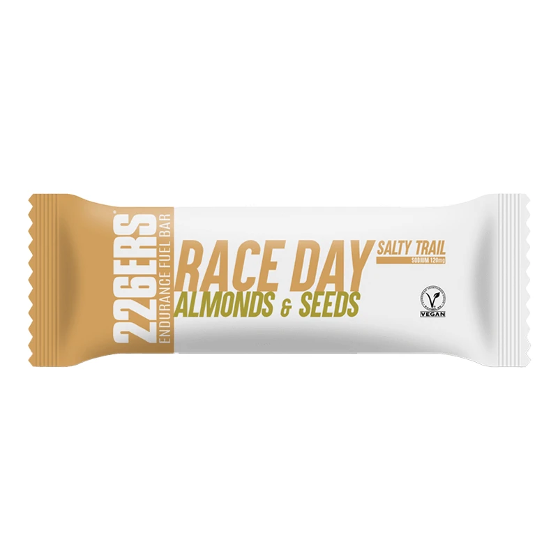 226Ers Race Day Bar Salty Trail, baton energetic cu sodiu, migdale și semințe, 40 g