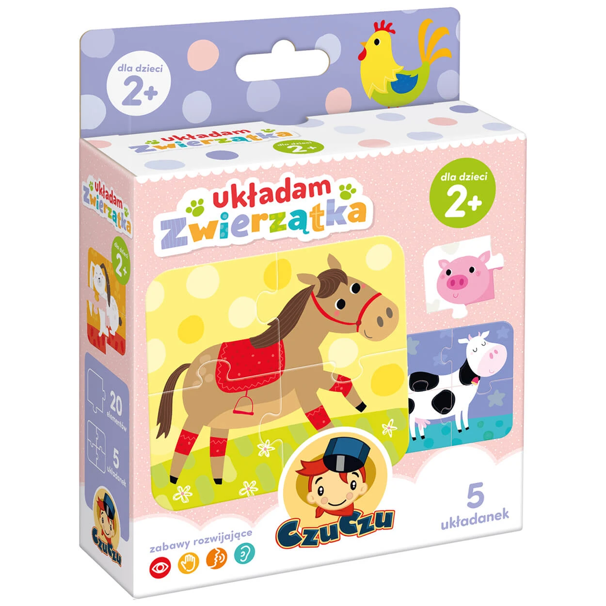CzuCzu Stacking Animals, puzzle pentru copii, de la 2 ani, 20 elemente