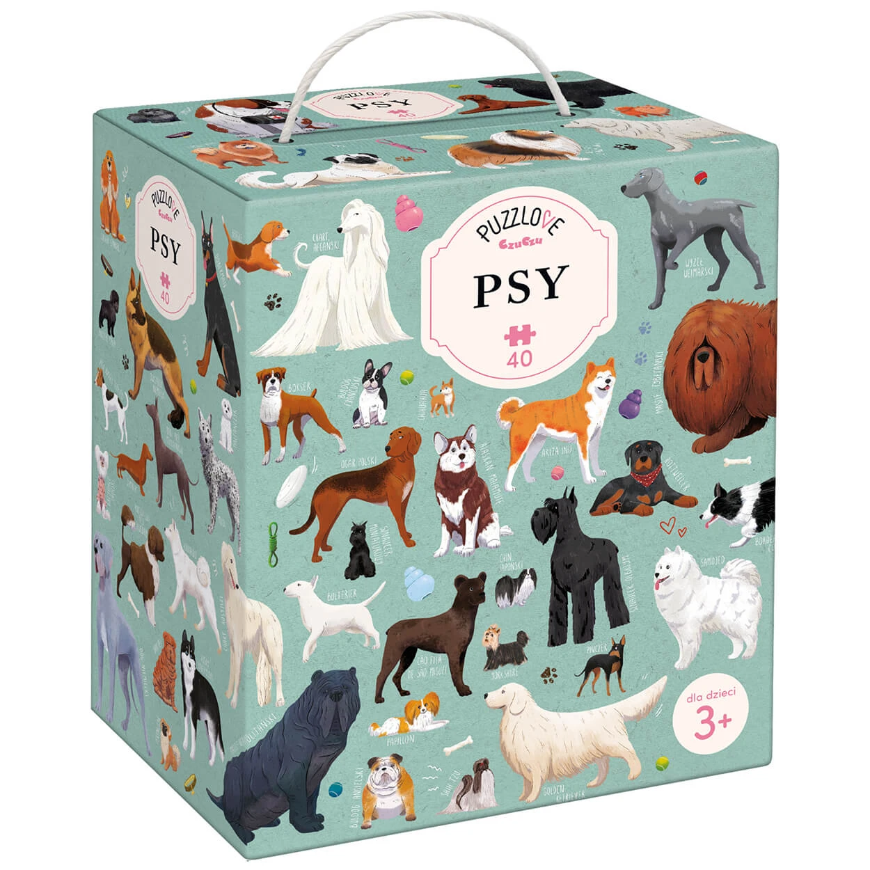CzuCzu Puzzlove Dogs, puzzle pentru copii, de la 3 ani, 40 elemente