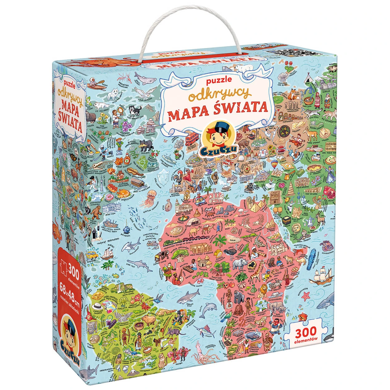 CzuCzu Puzzle exploratori Harta lumii, puzzle pentru copii, de la 7 ani, 300 elemente