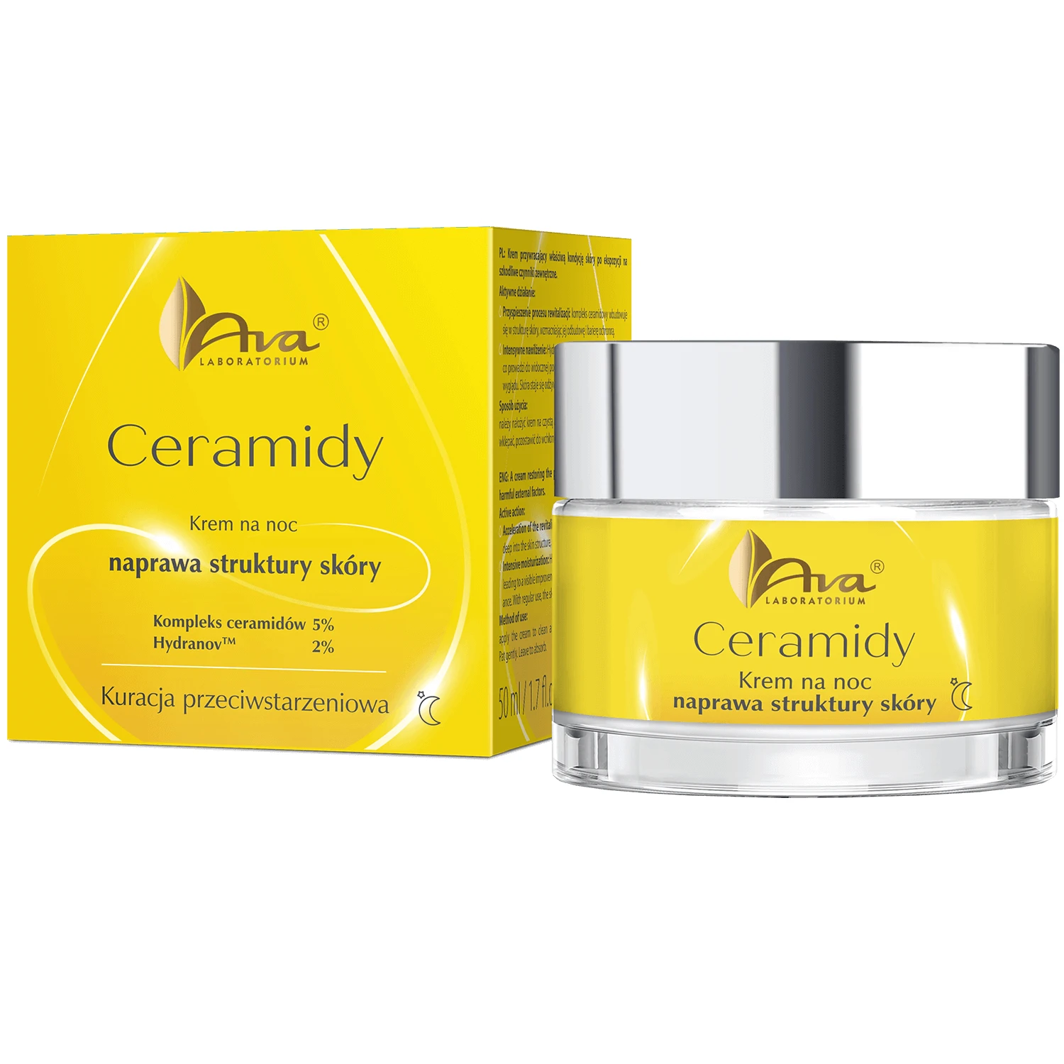 Ava Ceramides, cremă pentru repararea texturii pielii, cremă de noapte, 50 ml