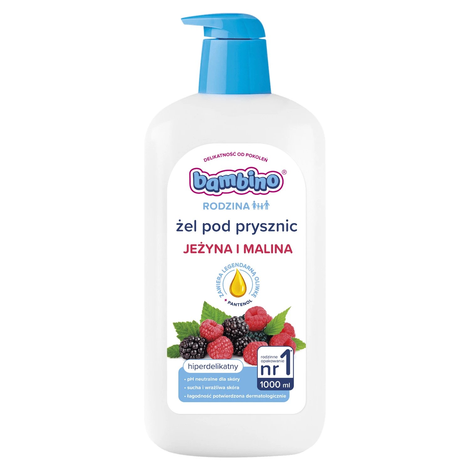 Bambino Family, gel de duș, mure și zmeură, 1l