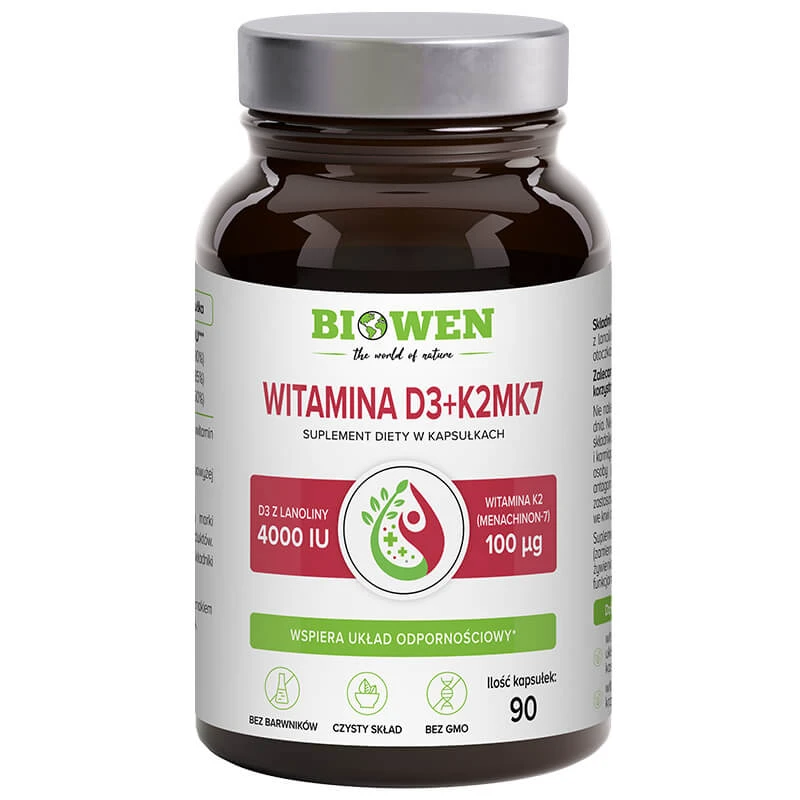 Biowen Vitamine D3 + K2MK7, 90 capsule