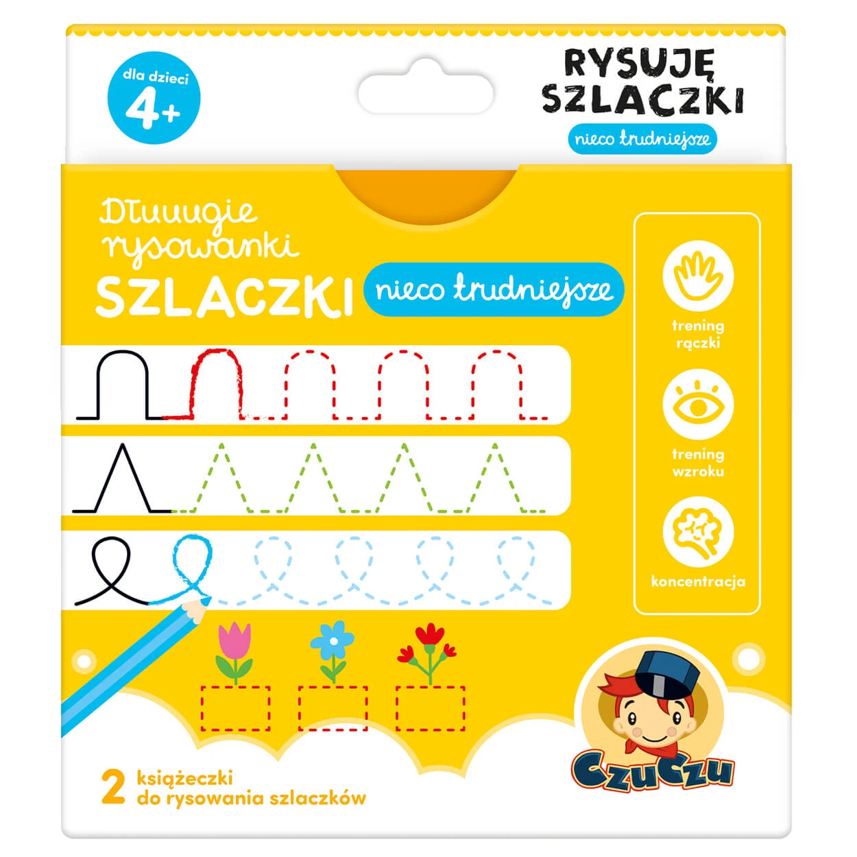 CzuCzu Dłuuugie rysowanki Rysuję szlaczki Nieco trudniejsze, 2 cărți pentru copii, de la 4 ani