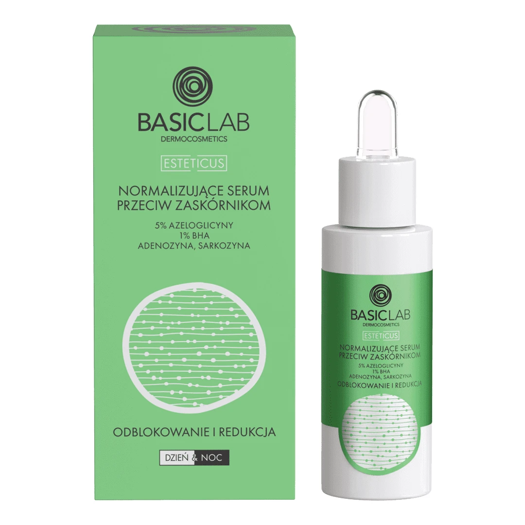 BacisLab Esteticus, ser normalizator împotriva punctelor negre cu 5% azeloglicină și 1% BHA, 30 ml