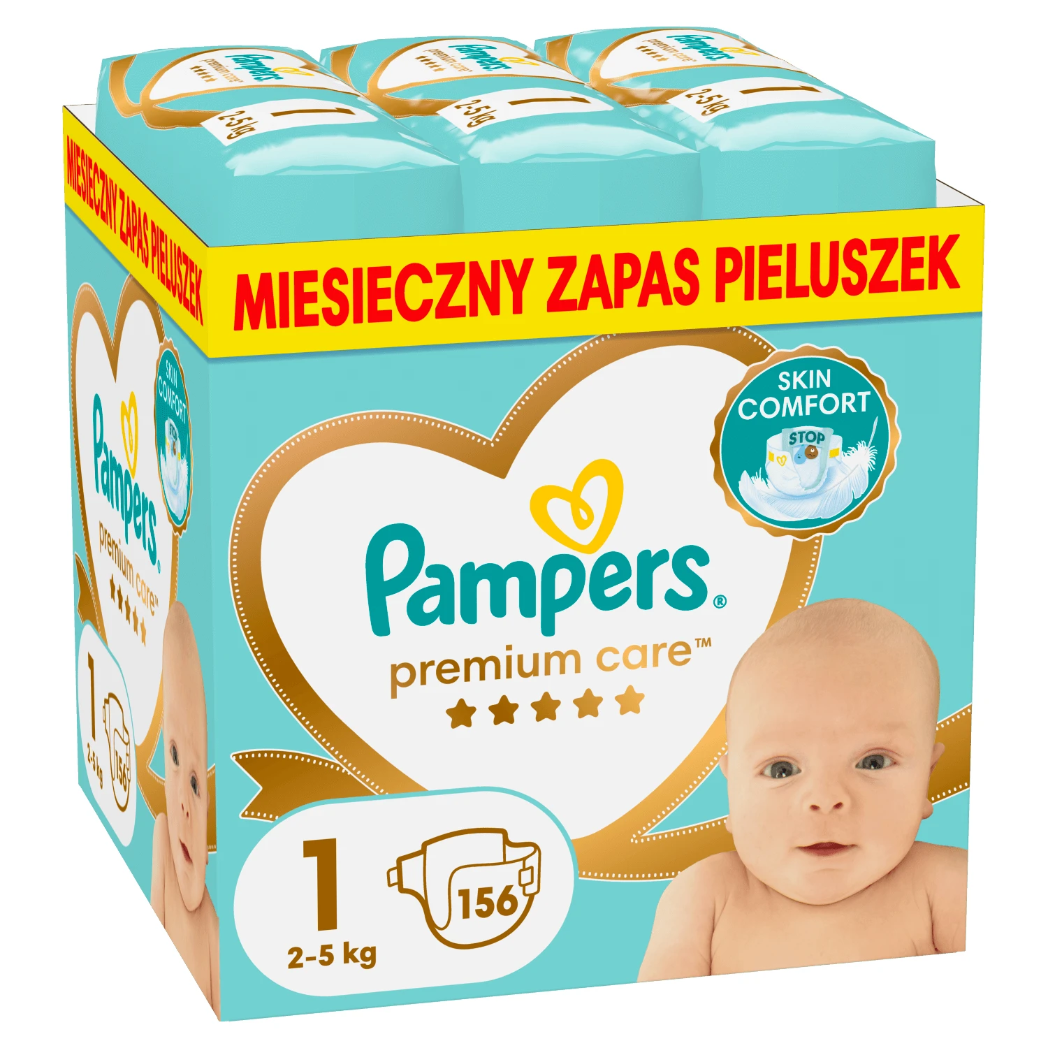 Pampers Premium Care, scutece mărimea 1, 2-5 kg, 156 buc
