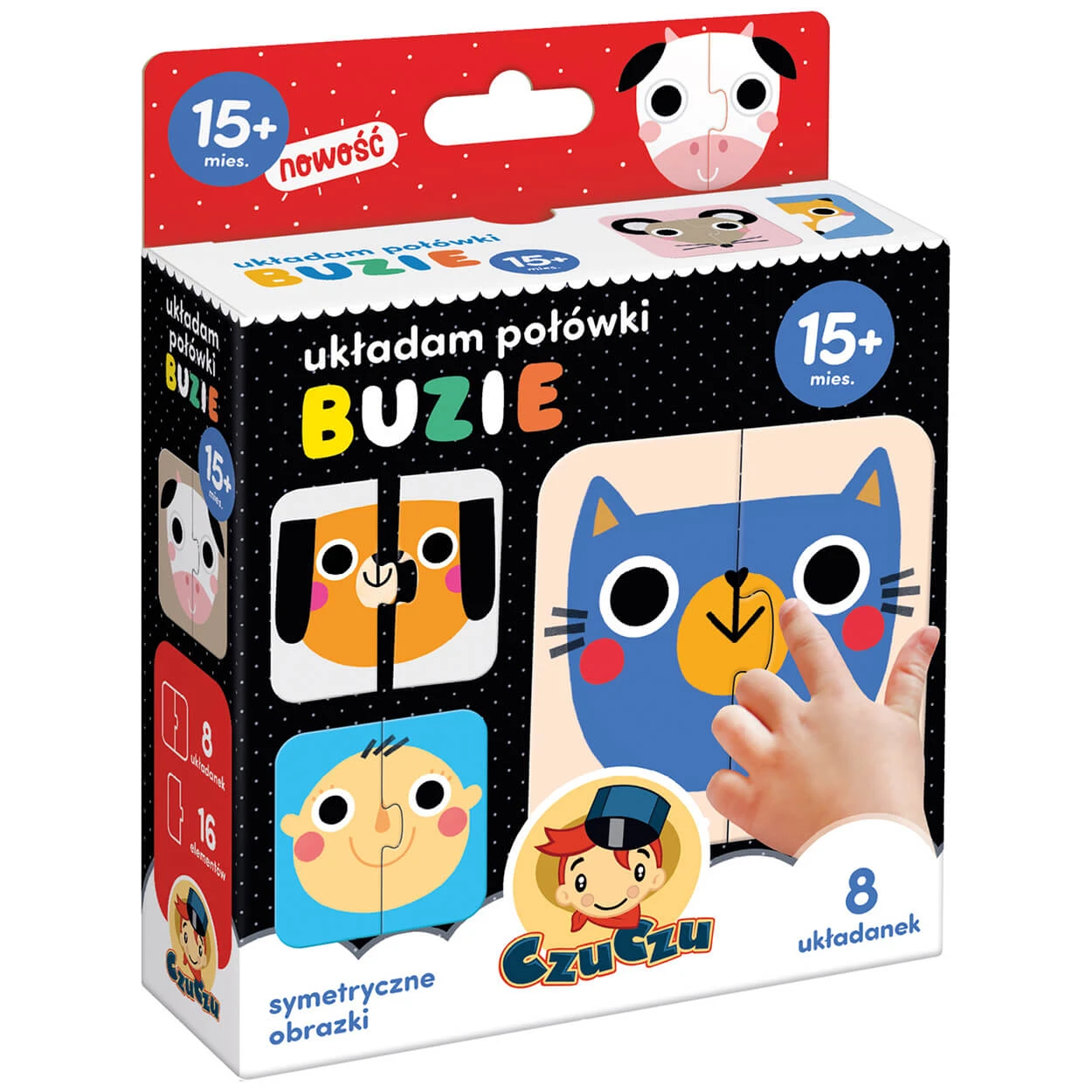 CzuCzu Stivuire jumătăți, puzzle jigsaw pentru copii, de la 15 luni, Fețe, 16 piese