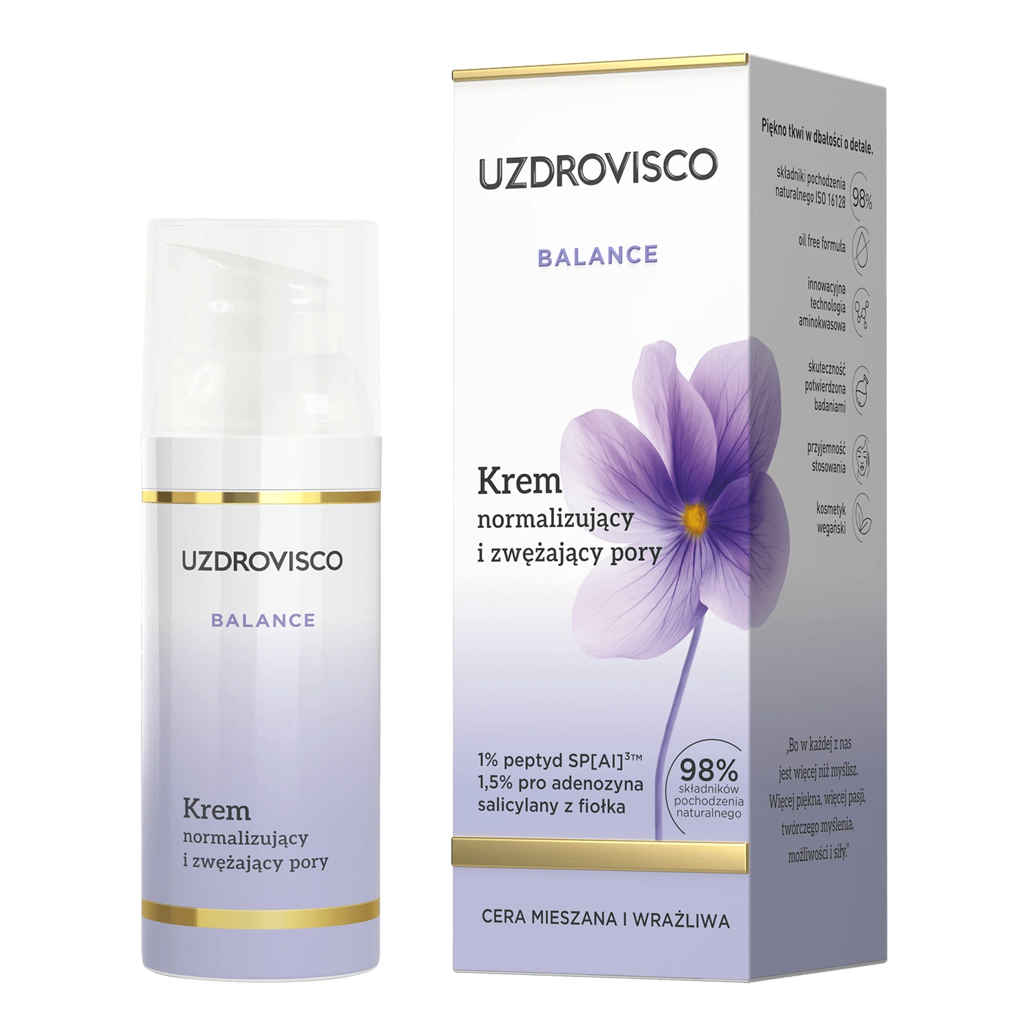 Uzdrovisco Balance, cremă normalizantă și de strângere a porilor, 50 ml