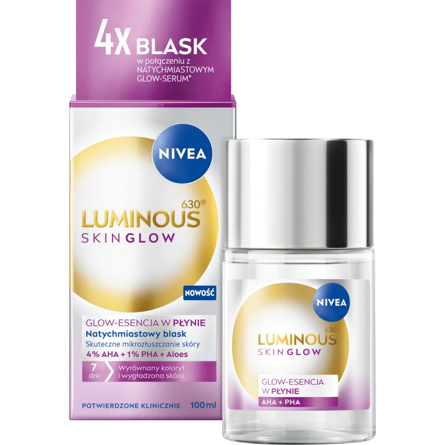 Nivea Luminous 630 Skin Glow, esență lichidă strălucitoare, 100 ml