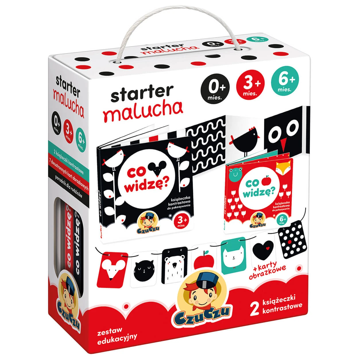 CzuCzu Toddler Starter What I See, 2 cărți de contrast pentru copii, 0-6 luni