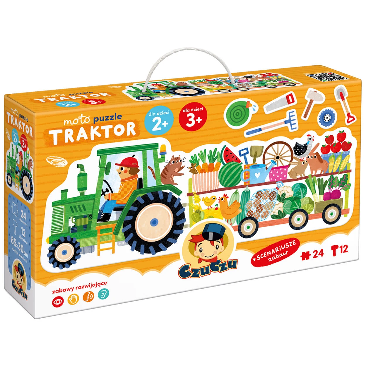 CzuCzu Moto Puzzle Tractor, puzzle pentru copii, 2-3 ani, 24 elemente