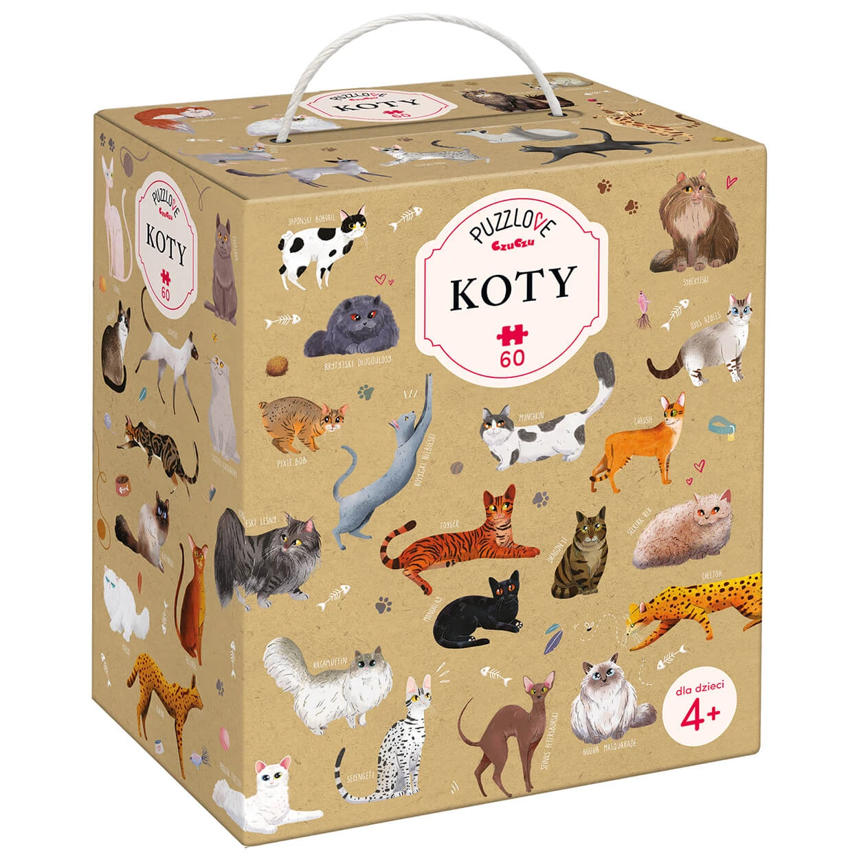 CzuCzu Puzzlove Cats, puzzle pentru copii, de la 4 ani, 60 elemente