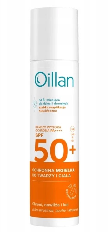 Oillan Protective Sun Mist cu SPF50 pentru piele sensibilă, 75 ml