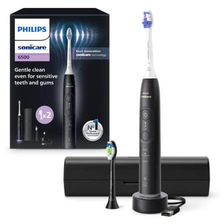 Periuta electrica neagra 6500 + toc HX7411/01, 1 bucata, Philips Sonicare