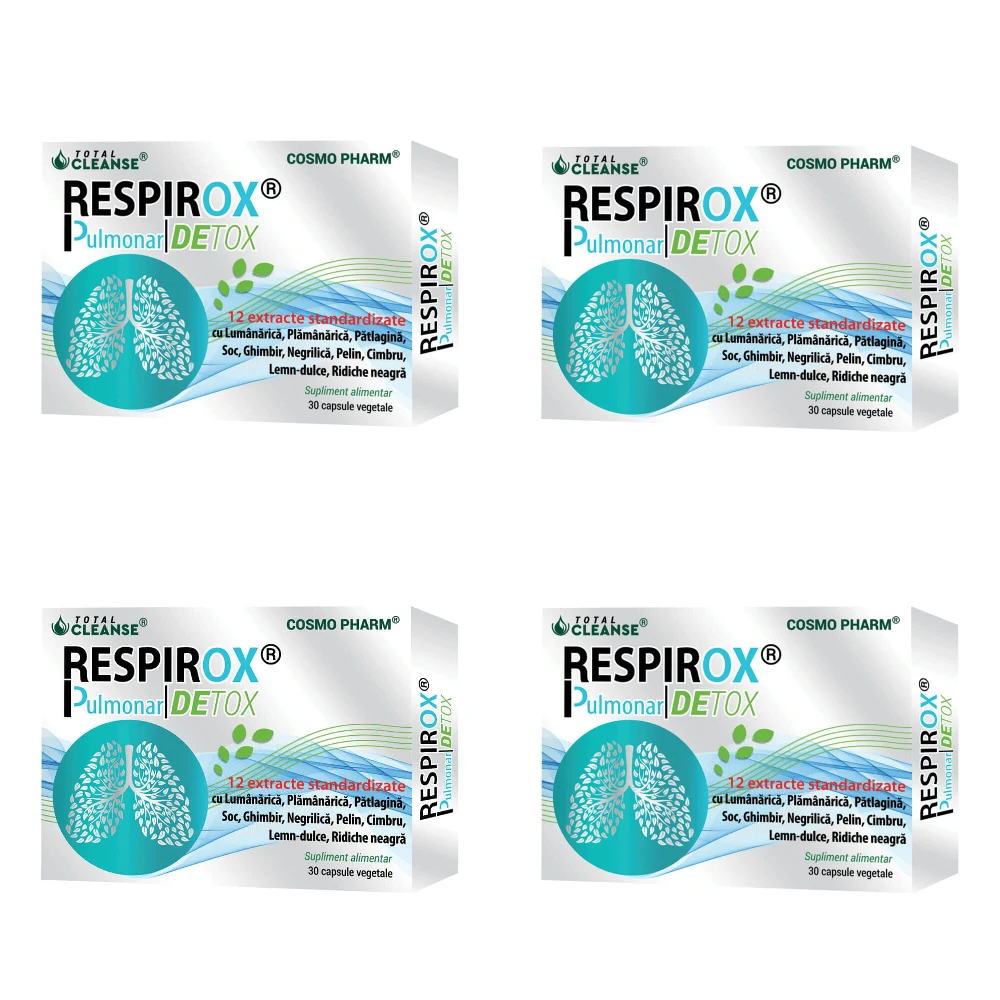 Respirox Pulmonar Detox Total Cleanse, 4 x 30 capsule, Cosmo Pharm