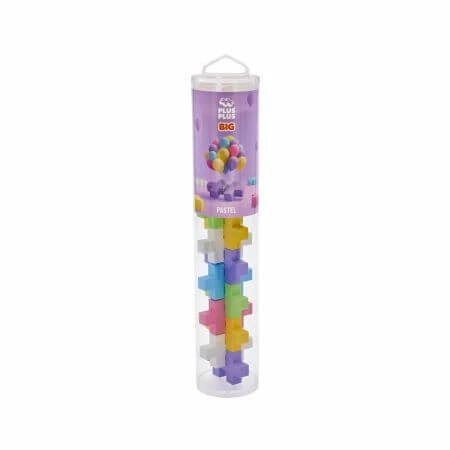 Set de constructie tub, + 1 an, Culori Pastelate, 15 piese mari, Plus-Plus