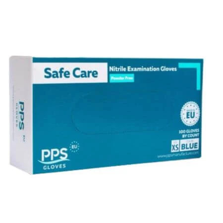 Manusi nitril Safe Care PPS Albastre marimea XS, 100 bucati, PPS Gloves