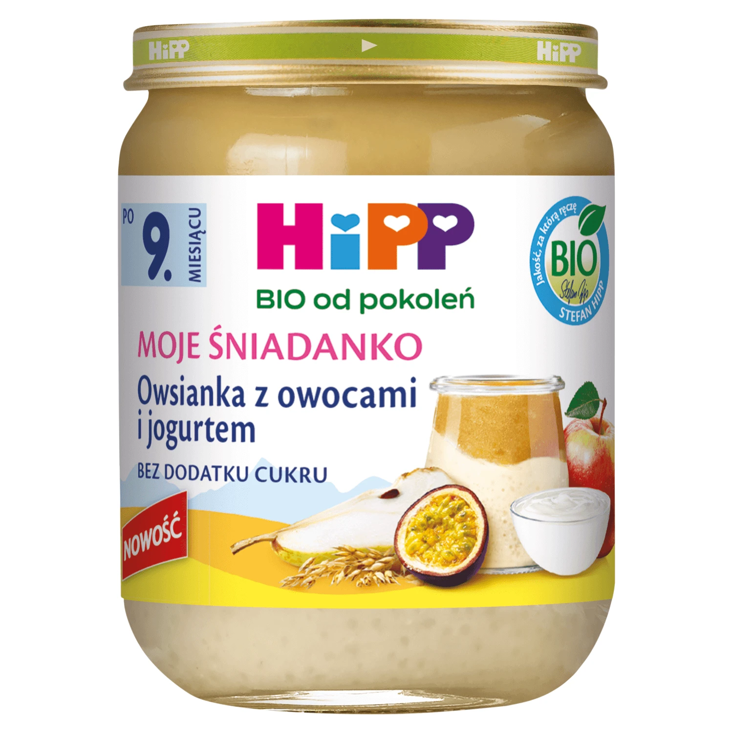 HiPP Moje Śniadanko Bio, fulgi de ovăz cu fructe și iaurt, după 9 luni, 160 g
