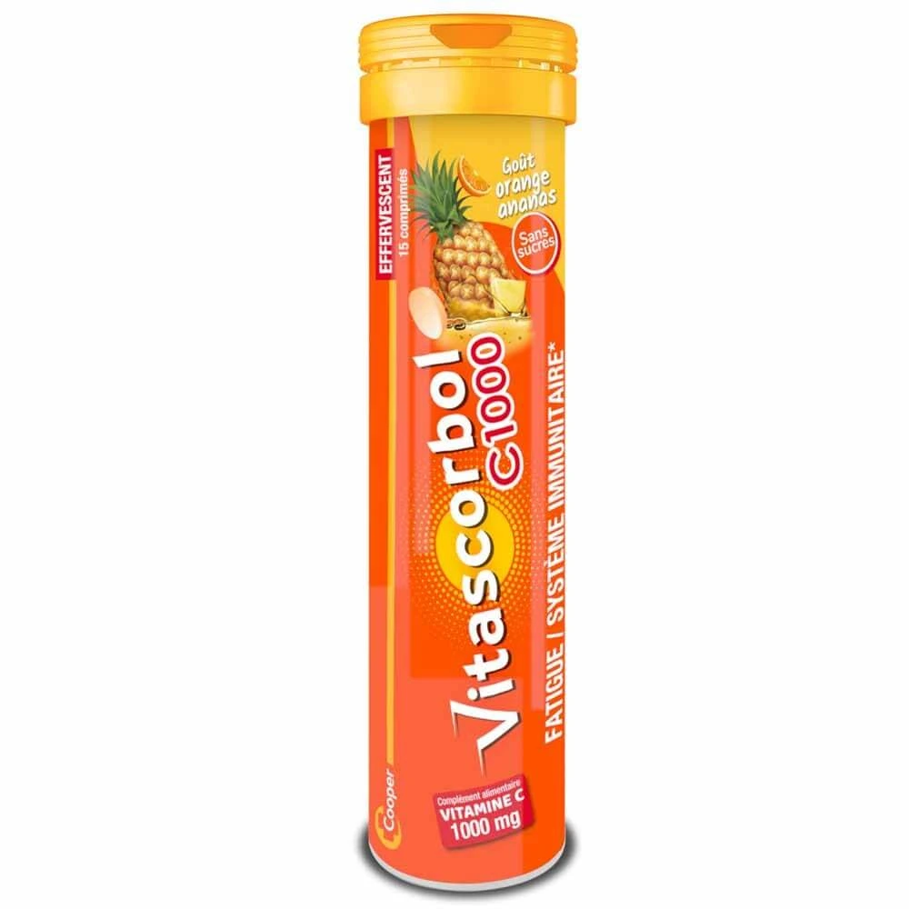Vitascorbol Vitamina C 1000mg Aromă de portocale/pineapple 15 comprimate efervescente