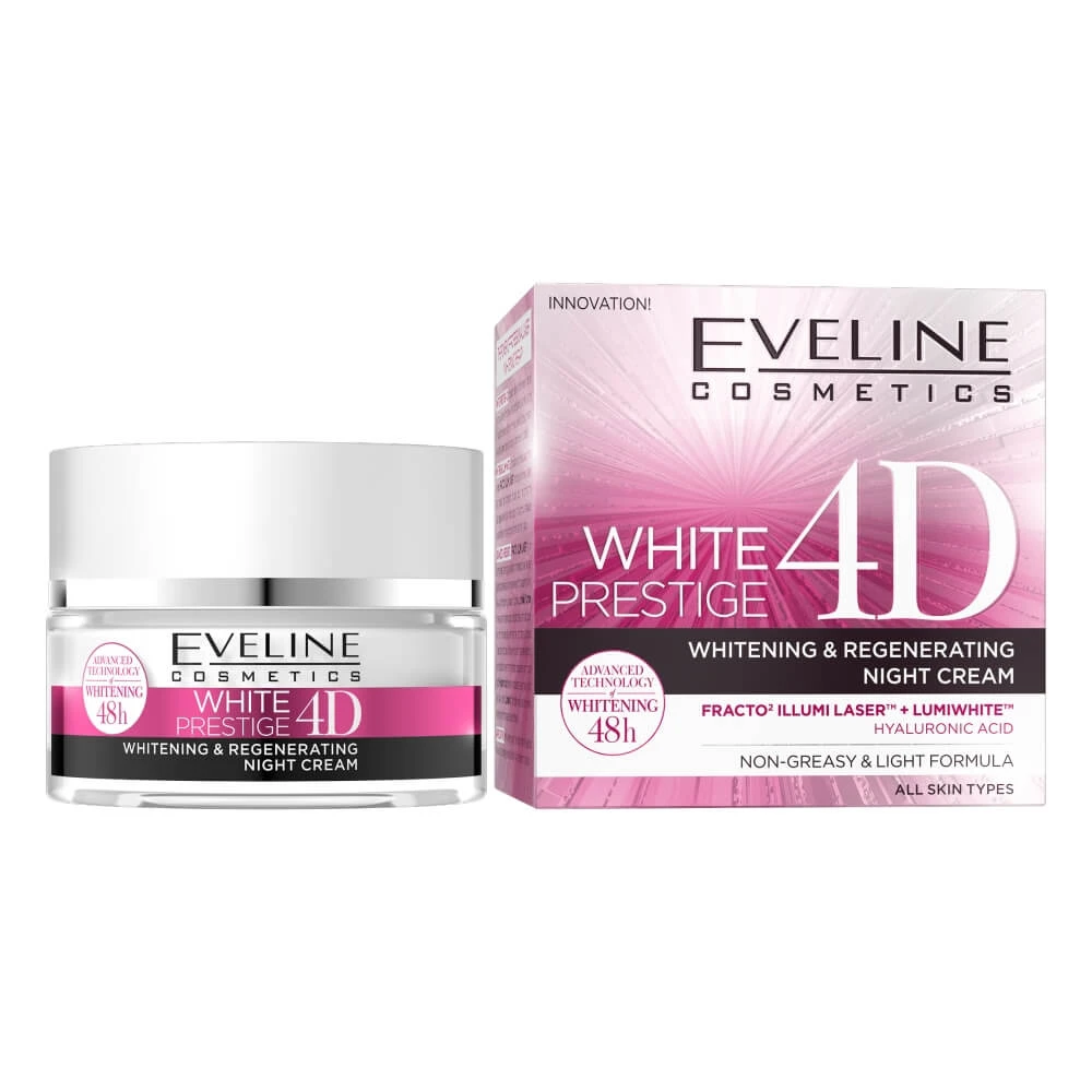 Eveline Cosmetics White Prestige 4D Albire și regenerare cremă de noapte, 50ml
