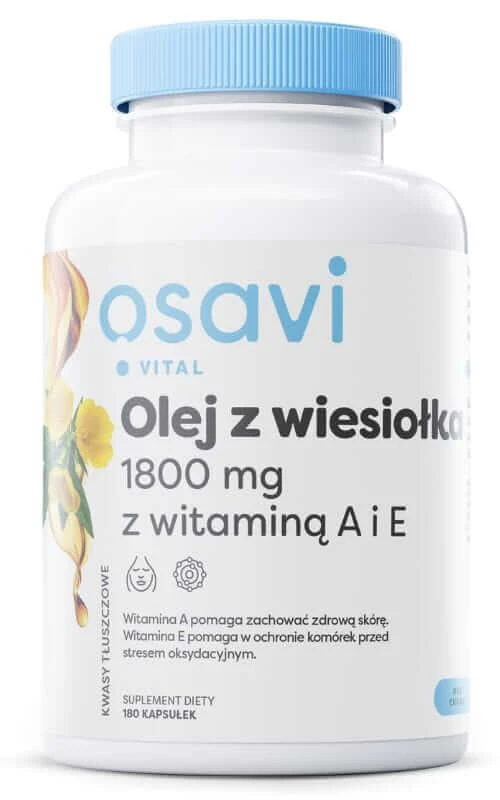 Ulei de Evening Primrose cu vitaminele A și E 180 capsule Osavi