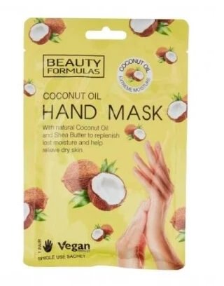 Beauty Formulas Mască de mâini cu ulei de nucă de cocos, 1 pereche