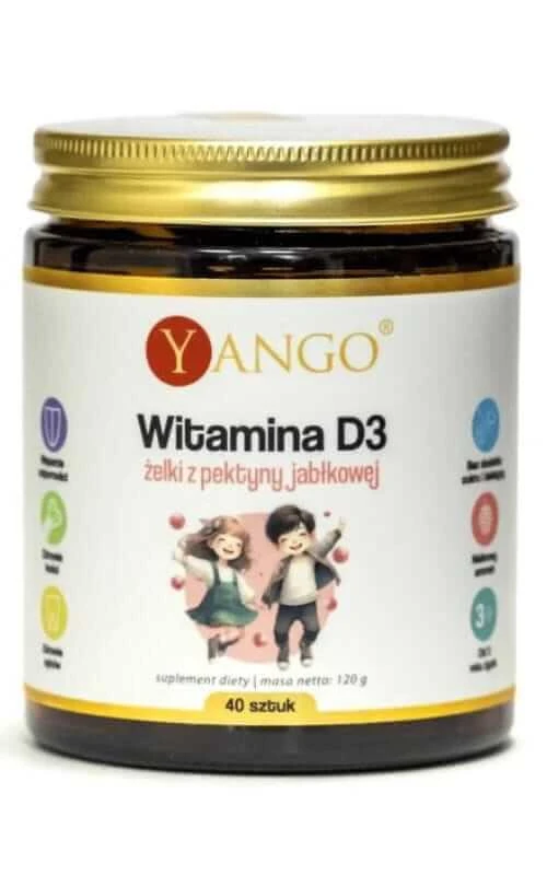 Geluri de vitamina D3 din pectină de mere - aromă de zmeură 40 bucăți Yango